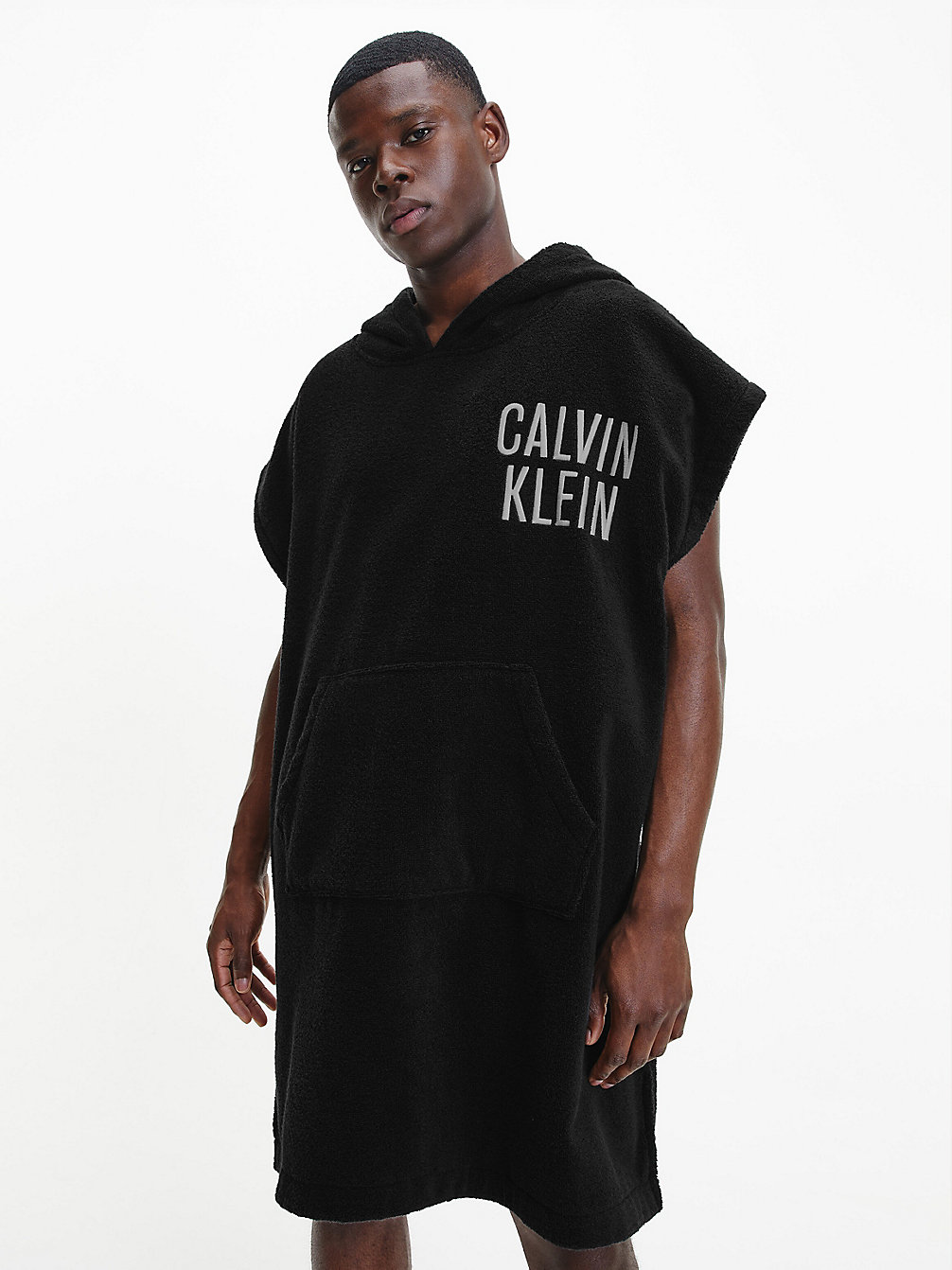 PVH BLACK Organic Cotton Towel Poncho undefined men Calvin Klein