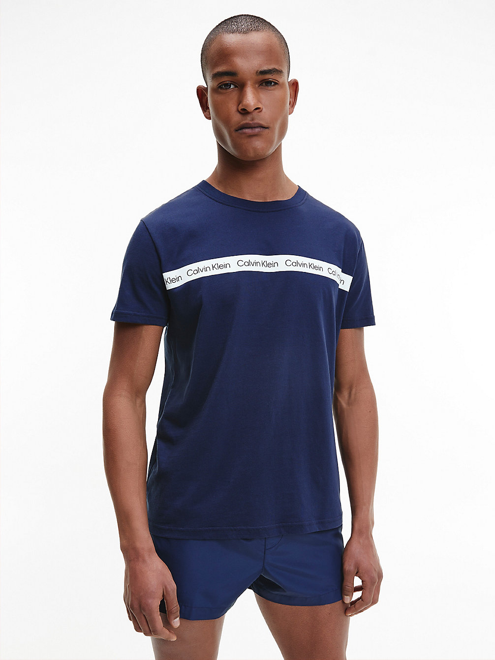 Camiseta De Playa De Algodón Orgánico - Logo Tape > NAVY IRIS > undefined hombre > Calvin Klein