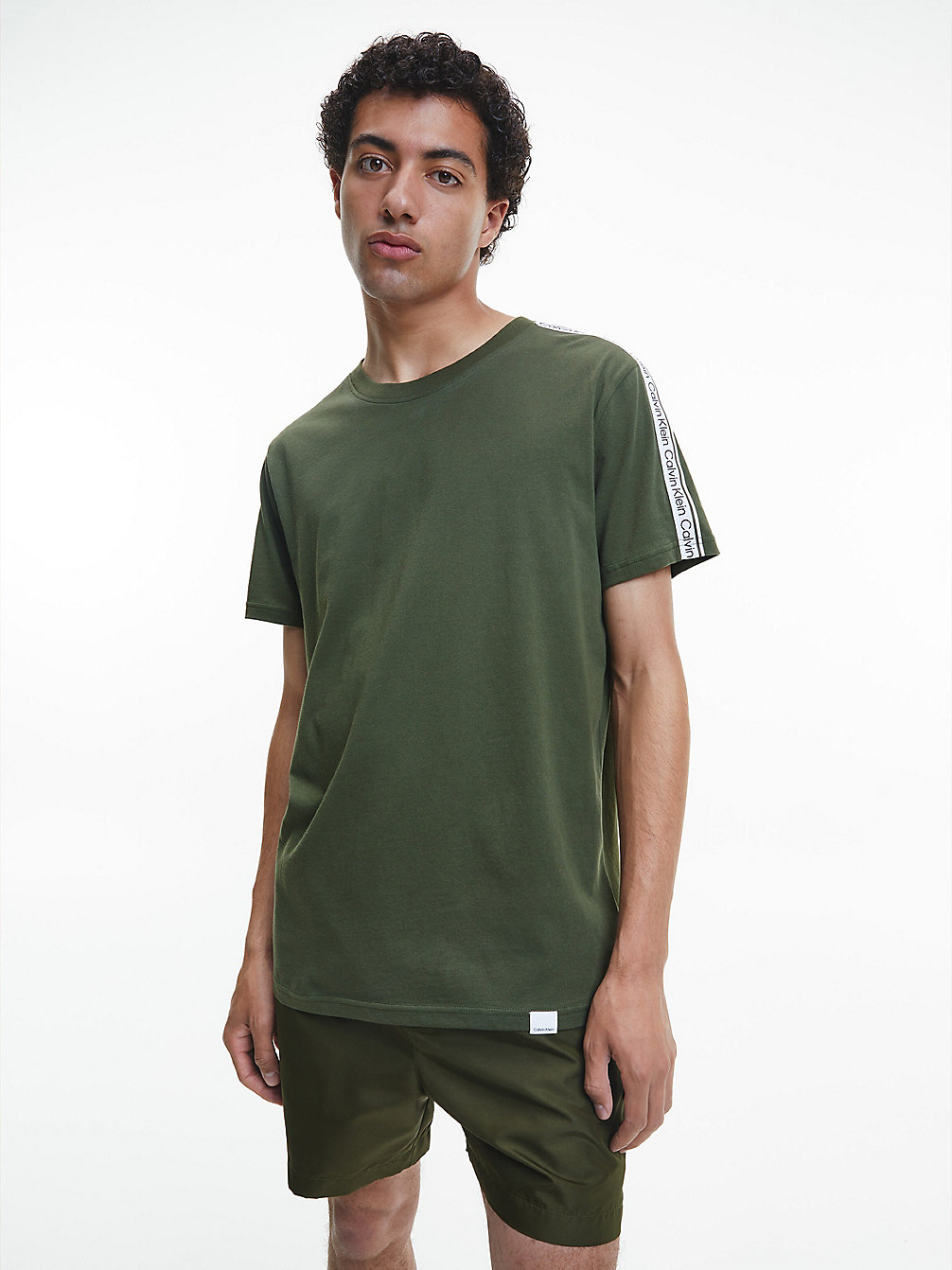 CROCODILE GREEN T-Shirt De Plage En Coton Bio - Logo Tape undefined hommes Calvin Klein