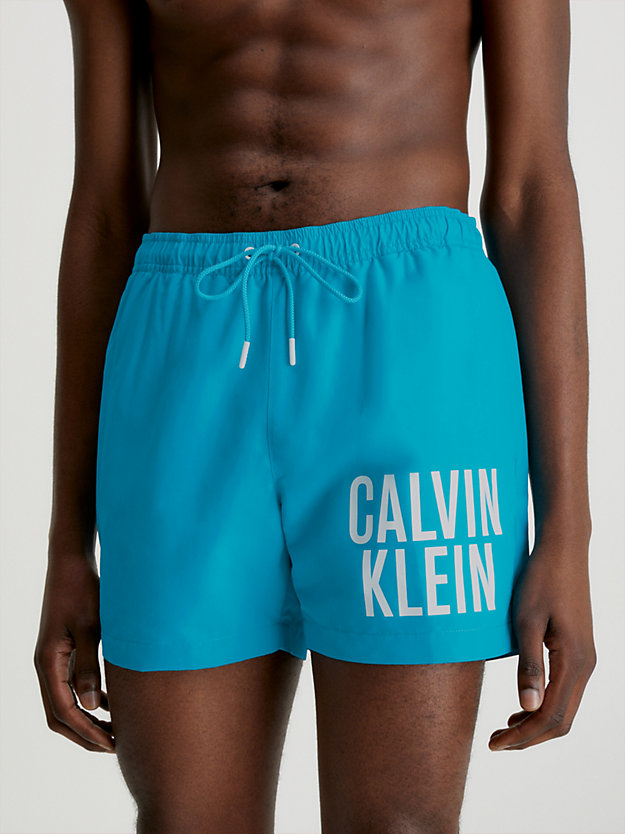 CLEAR TURQUOISE Medium Drawstring Swim Shorts - Intense Power for men CALVIN KLEIN