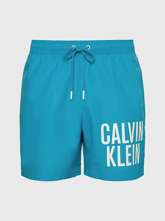 blue medium drawstring swim shorts - intense power for men calvin klein