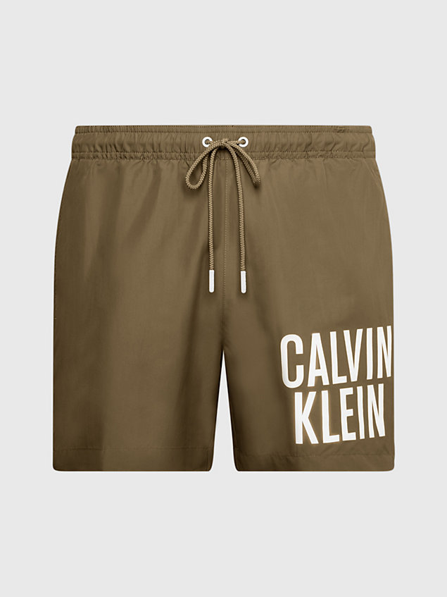 brown medium drawstring swim shorts - intense power for men calvin klein