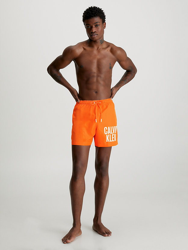 sun kissed orange medium drawstring swim shorts - intense power for men calvin klein