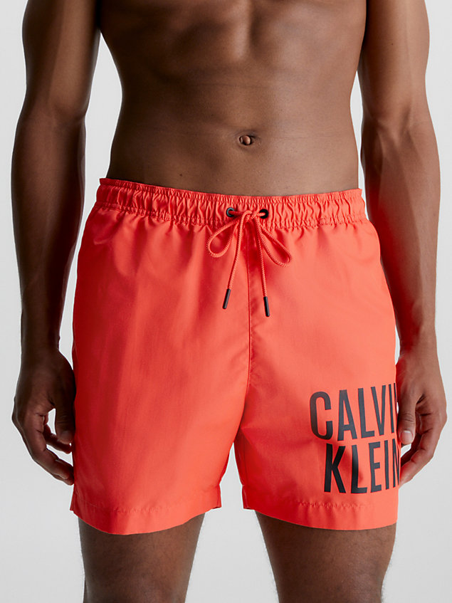 orange medium drawstring swim shorts - intense power for men calvin klein