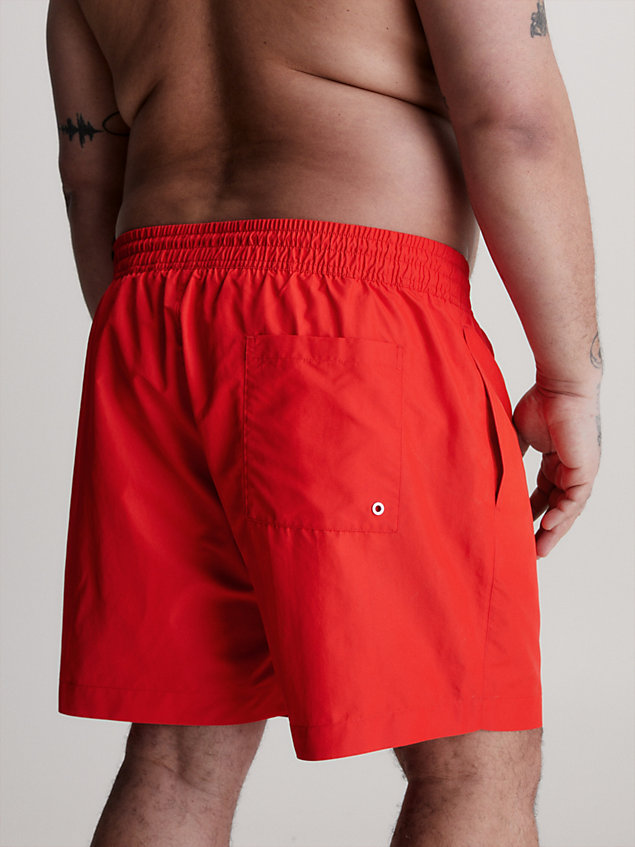 red medium drawstring swim shorts - intense power for men calvin klein