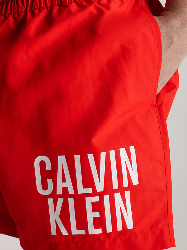 cajun red medium drawstring swim shorts - intense power for men calvin klein