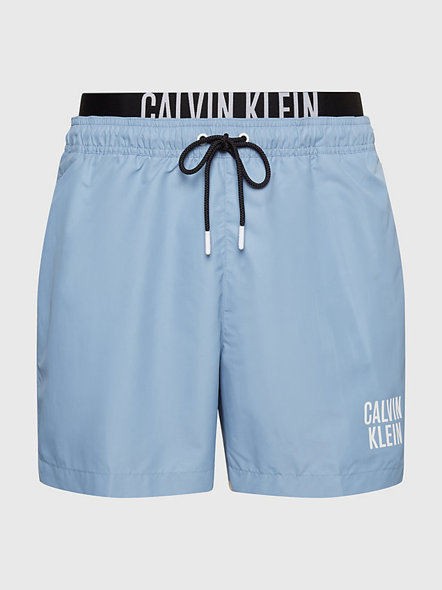 bañador corto con cinturilla doble - intense power blue de hombre calvin klein