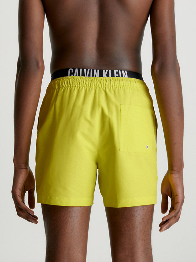 lemonade yellow double waistband swim shorts - intense power for men calvin klein