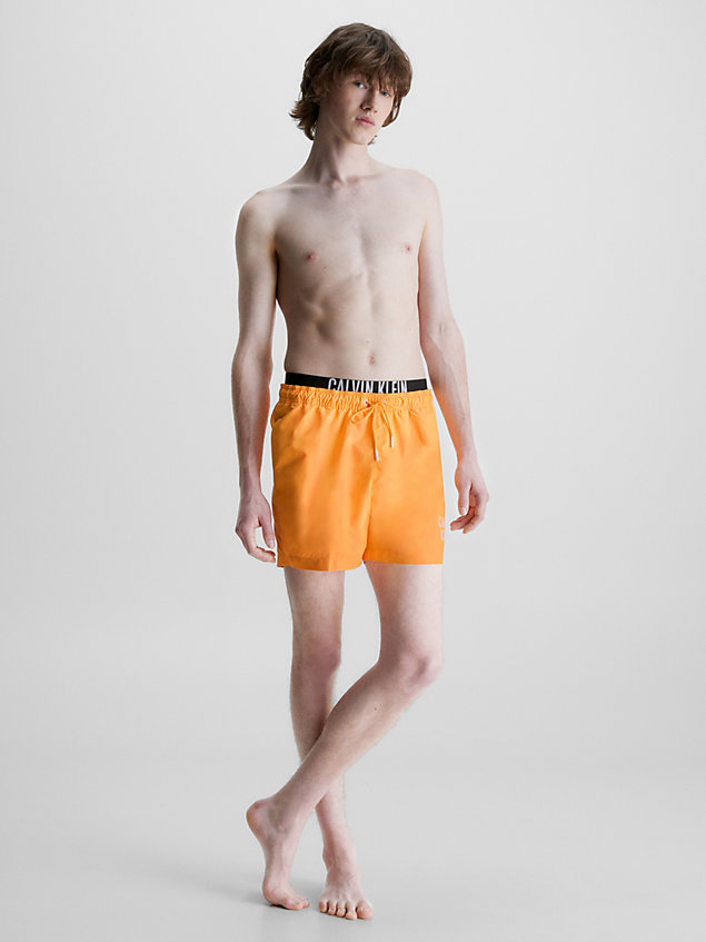 orange double waistband swim shorts - intense power for men calvin klein