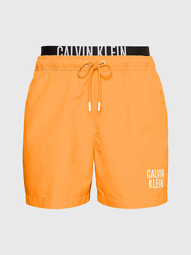 orange double waistband swim shorts - intense power for men calvin klein