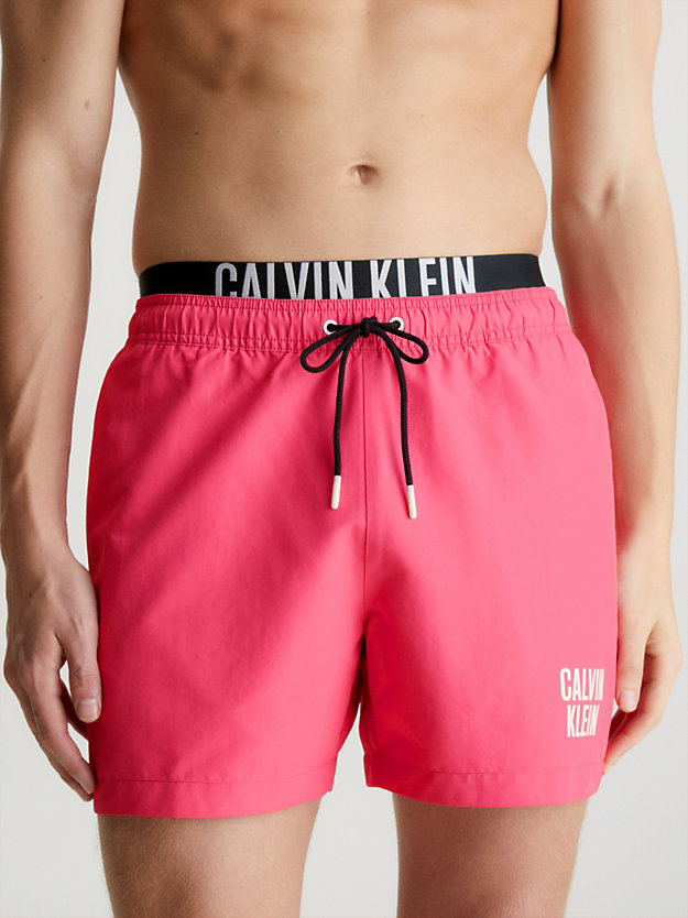 pink flash double waistband swim shorts - intense power for men calvin klein
