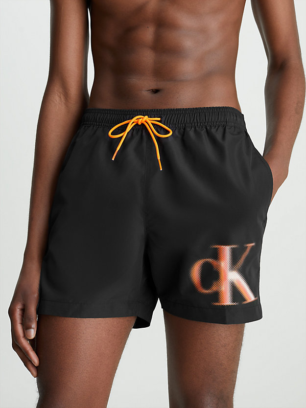 PVH BLACK Medium Drawstring Swim Shorts - CK Monogram for men CALVIN KLEIN