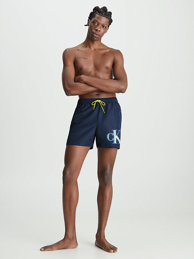 blue medium drawstring swim shorts - ck monogram for men calvin klein