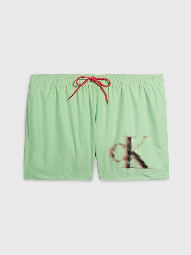 LIME MIST Short Drawstring Swim Shorts - CK Monogram for men CALVIN KLEIN