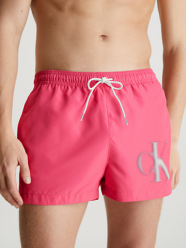 pink short drawstring swim shorts - ck monogram for men calvin klein