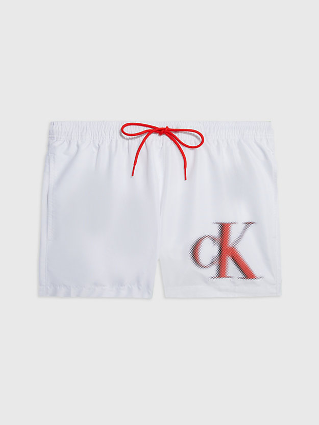 pvh classic white short drawstring swim shorts - ck monogram for men calvin klein
