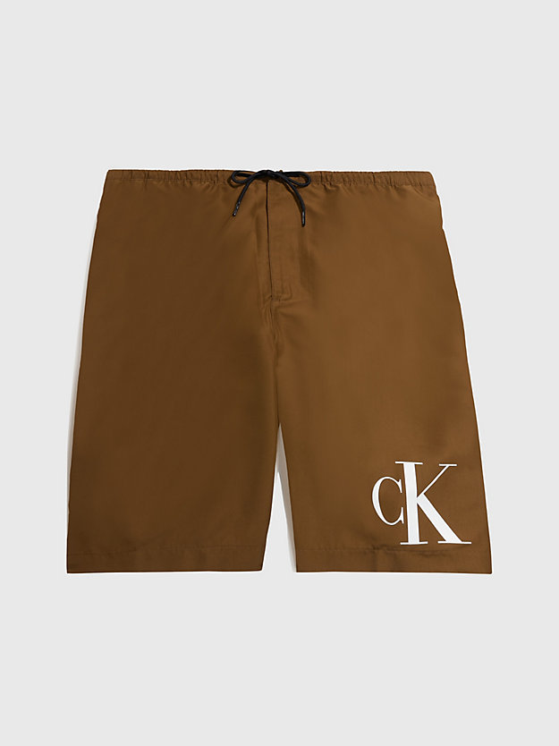 BROWN OLIVE Board Shorts - CK Monogram for men CALVIN KLEIN
