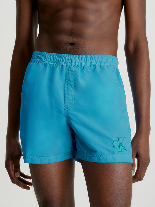clear turquoise medium drawstring swim shorts - ck authentic for men calvin klein