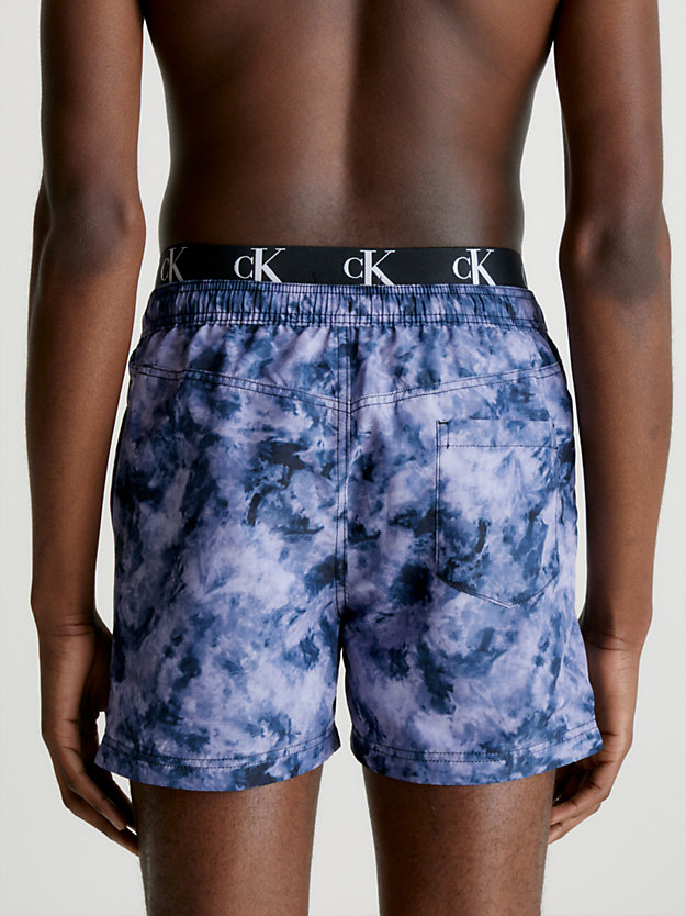 CK TIE DYE BLACK AOP Double Waistband Swim Shorts - CK Authentic for men CALVIN KLEIN