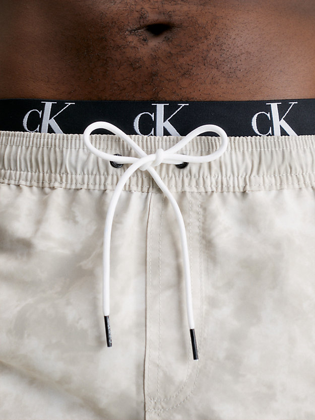 CK TIE DYE KHAKI AOP Double Waistband Swim Shorts - CK Authentic for men CALVIN KLEIN