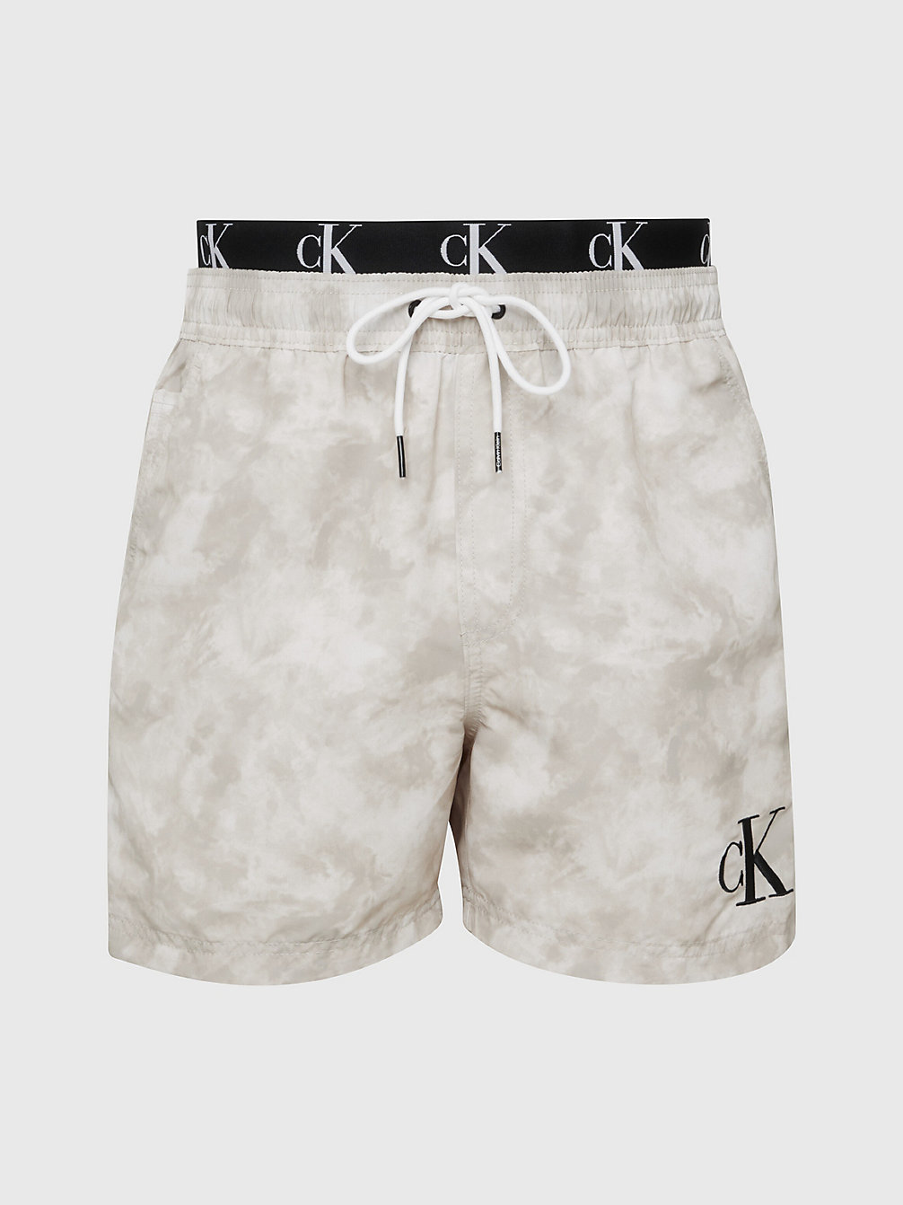 CK TIE DYE KHAKI AOP Double Waistband Swim Shorts - CK Authentic undefined men Calvin Klein