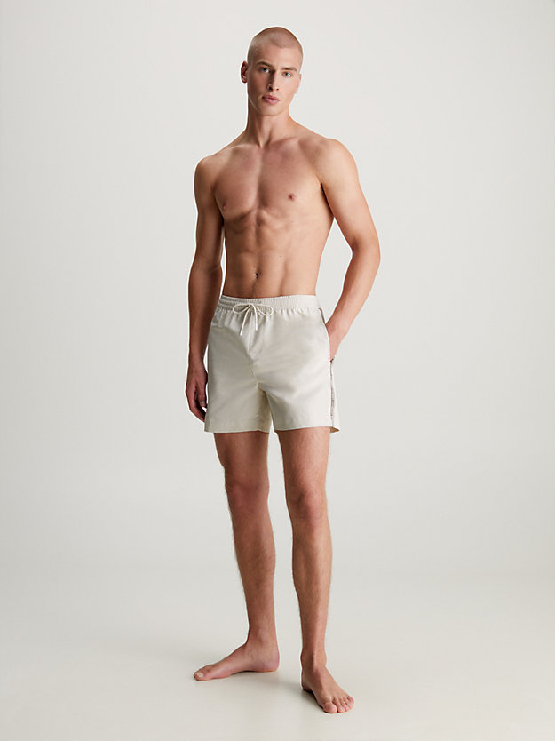 STONY BEIGE Medium Drawstring Swim Shorts - Logo Tape for men CALVIN KLEIN