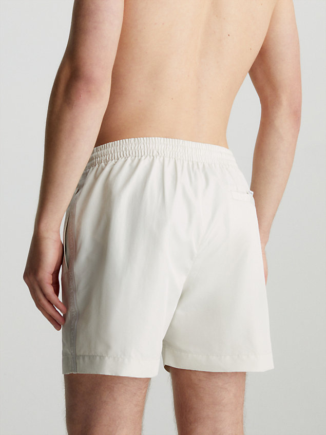 beige medium drawstring swim shorts - logo tape for men calvin klein