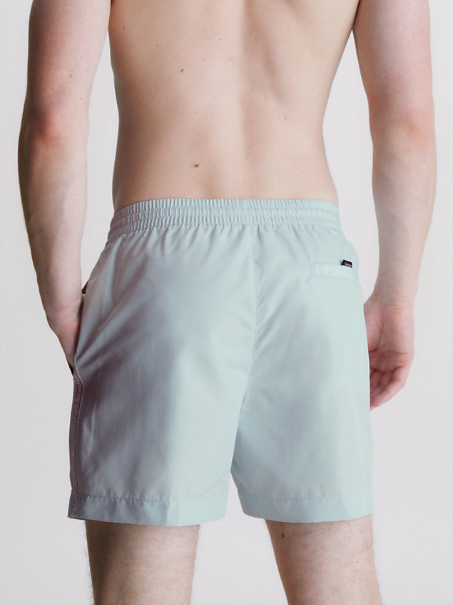 grey medium drawstring swim shorts - logo tape for men calvin klein