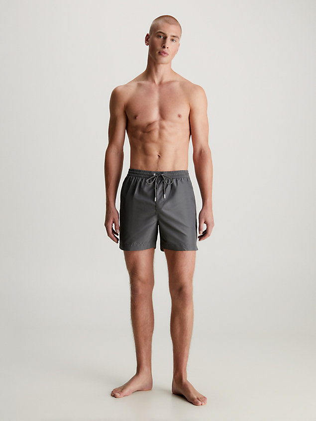 grey medium drawstring swim shorts - logo tape for men calvin klein