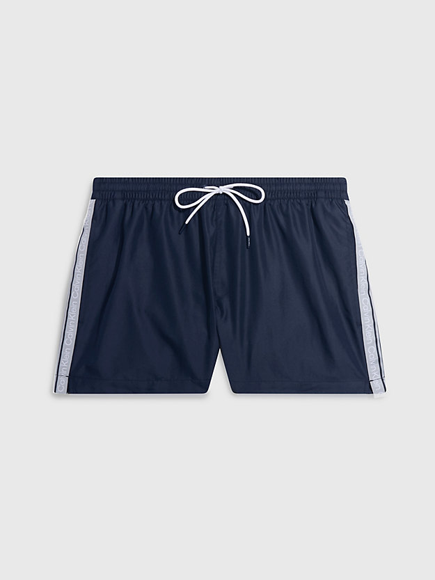 navy iris short drawstring swim shorts - logo tape for men calvin klein