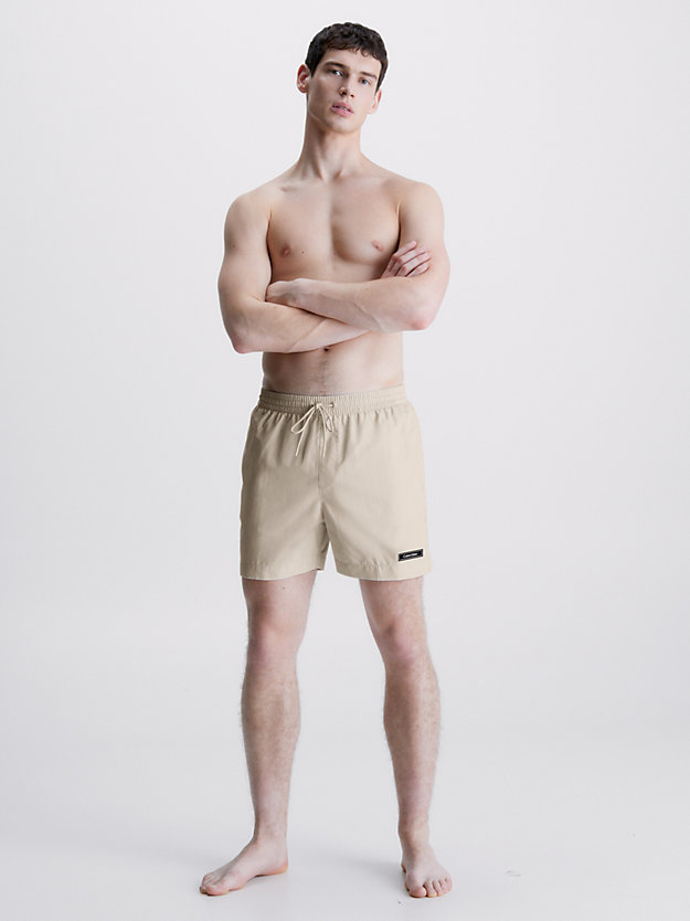 STONY BEIGE Medium Drawstring Swim Shorts - Core Solids for men CALVIN KLEIN
