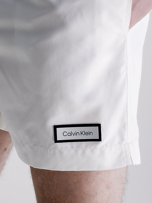 pvh classic white medium drawstring swim shorts - core solids for men calvin klein