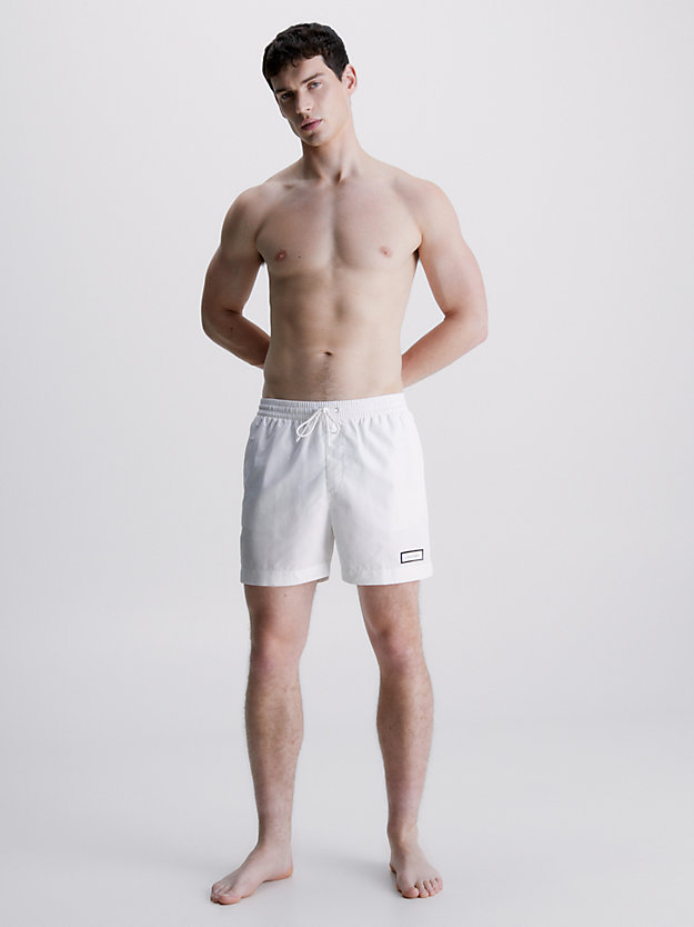 PVH CLASSIC WHITE Medium Drawstring Swim Shorts - Core Solids for men CALVIN KLEIN
