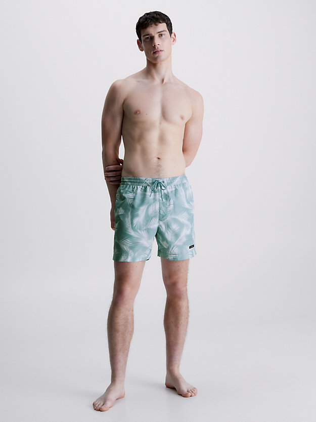 DOTTED PALM JADE AOP Medium Drawstring Swim Shorts - Core Solids for men CALVIN KLEIN