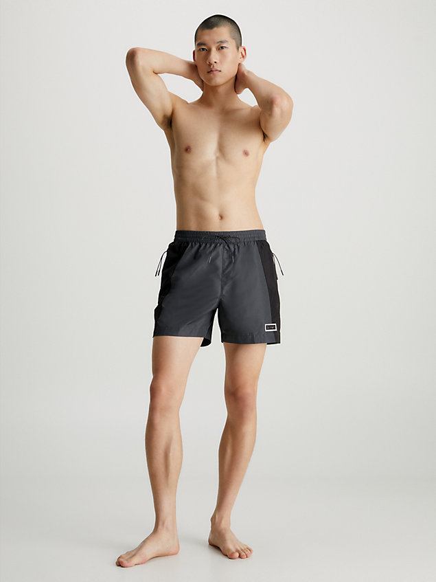 grey medium drawstring swim shorts - core solids for men calvin klein