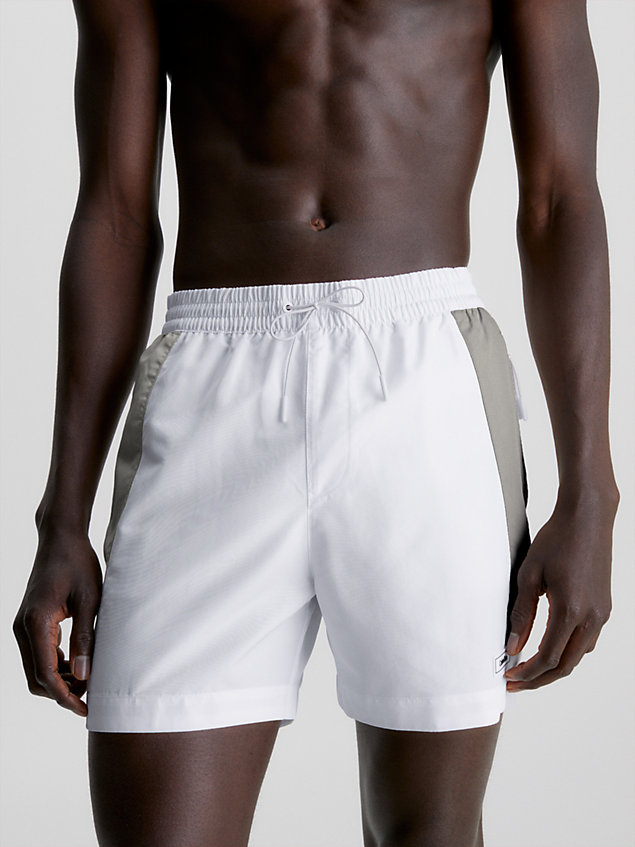 white medium drawstring swim shorts - core solids for men calvin klein