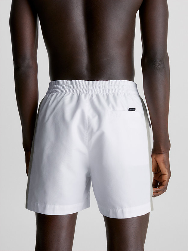 pvh classic white medium drawstring swim shorts - core solids for men calvin klein