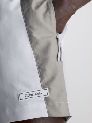 white medium drawstring swim shorts - core solids for men calvin klein