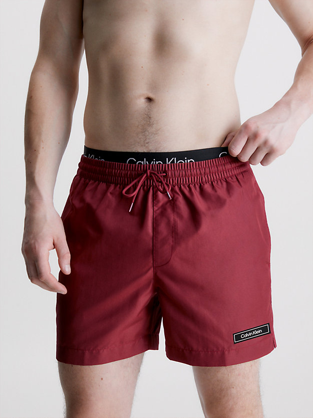 SIENNA BROWN Double Waistband Swim Shorts - Core Solids for men CALVIN KLEIN