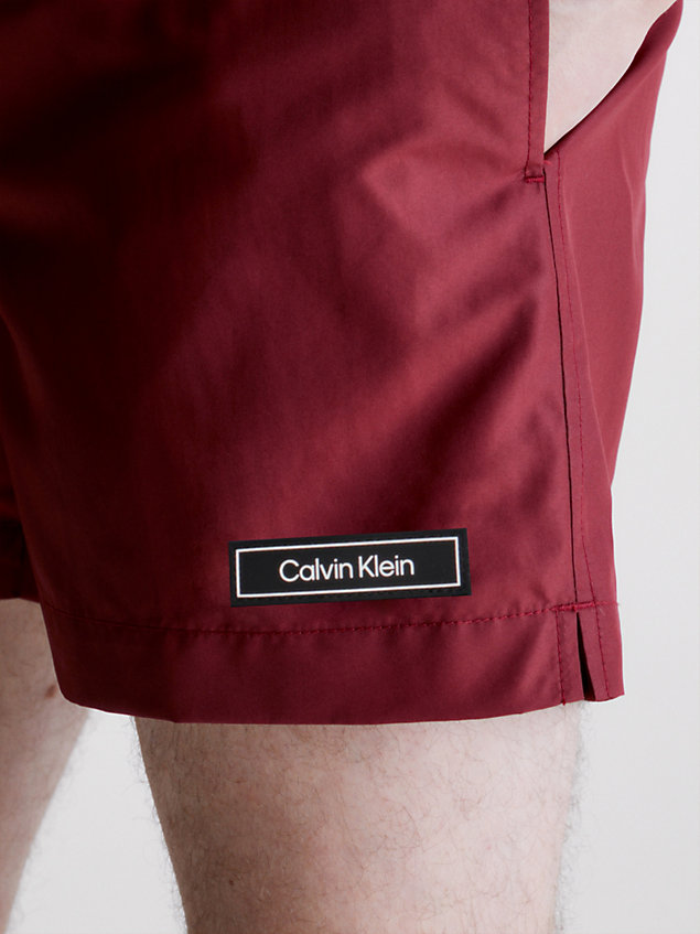brown double waistband swim shorts - core solids for men calvin klein