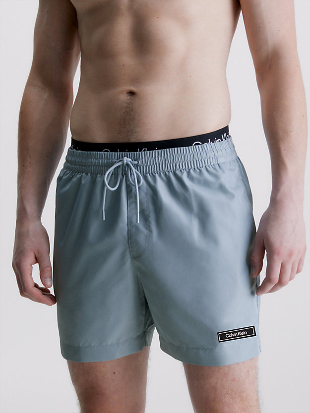 SPHERE GREY Double Waistband Swim Shorts - Core Solids for men CALVIN KLEIN