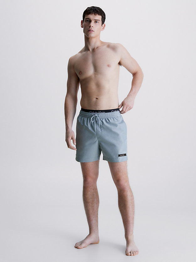 sphere grey double waistband swim shorts - core solids for men calvin klein