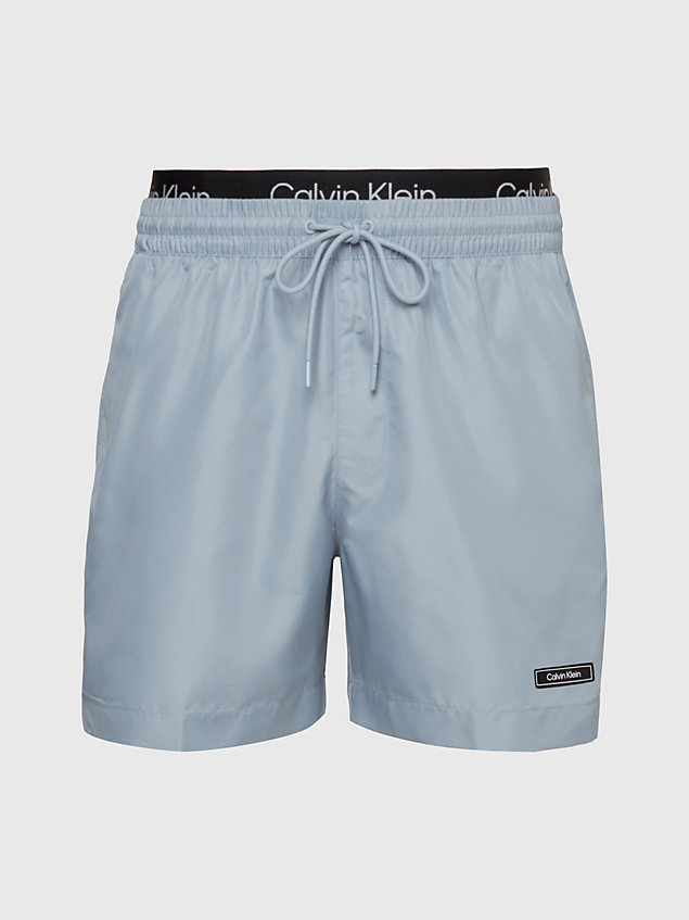 grey double waistband swim shorts - core solids for men calvin klein