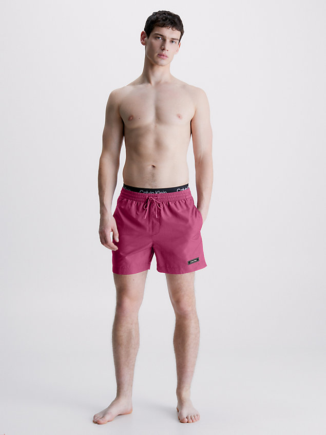 purple double waistband swim shorts - core solids for men calvin klein