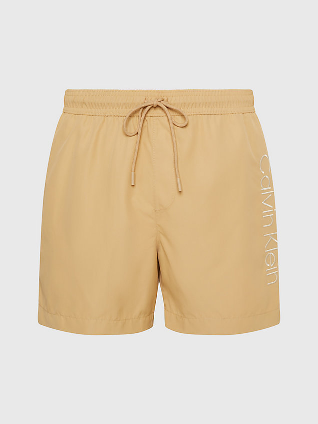 beige medium drawstring swim shorts - core logo for men calvin klein