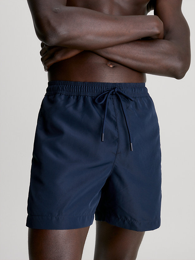navy iris medium drawstring swim shorts - core logo for men calvin klein