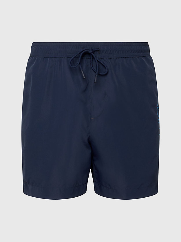 navy iris medium drawstring swim shorts - core logo for men calvin klein