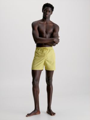 gold medium drawstring swim shorts - core logo for men calvin klein