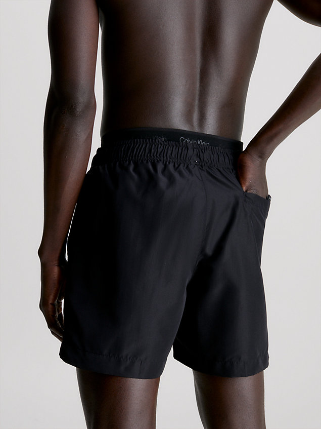 short de bain court avec double ceinture - core logo black pour hommes calvin klein