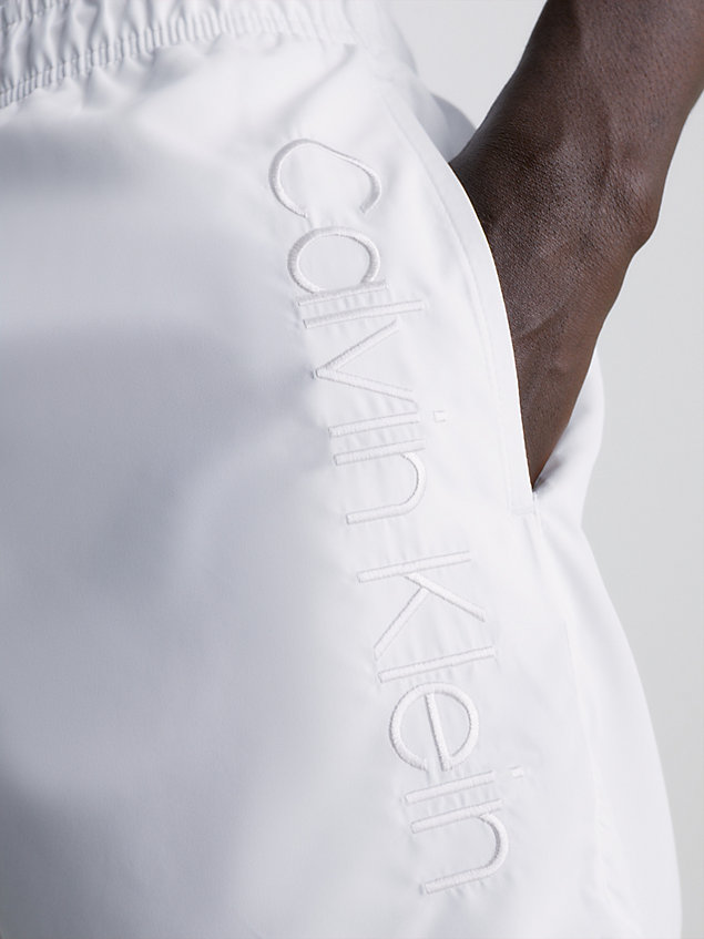white double waistband swim shorts - core logo for men calvin klein